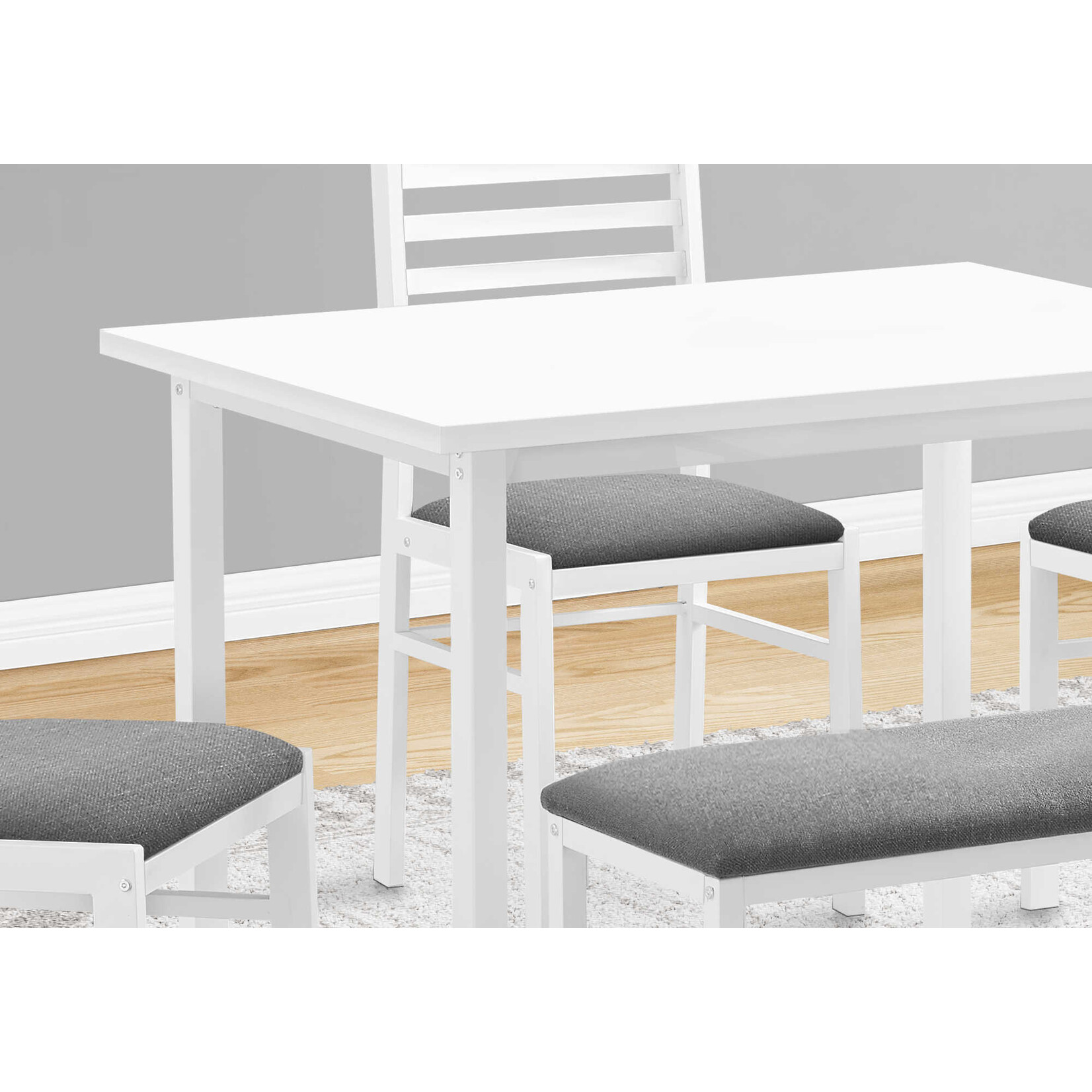 DINING SET - 5PCS SET / WHITE TOP / WHITE METAL