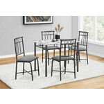 DINING SET - 5PCS SET / WHITE MARBLE TOP / BLACK METAL