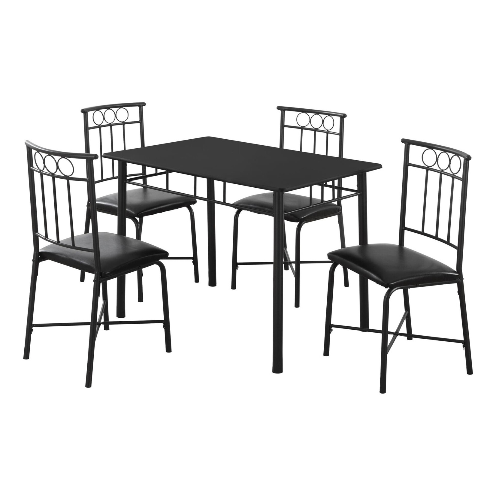 DINING SET - 5PCS SET / BLACK METAL AND TOP
