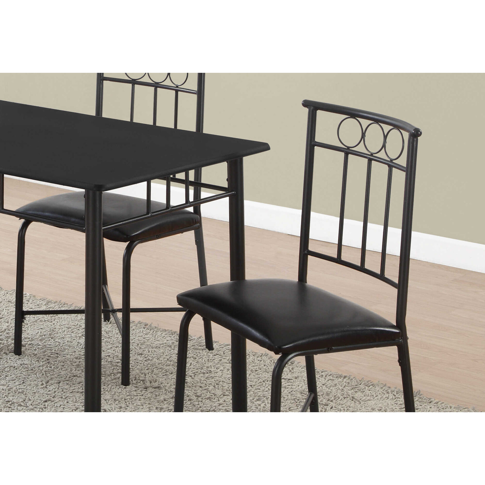 DINING SET - 5PCS SET / BLACK METAL AND TOP
