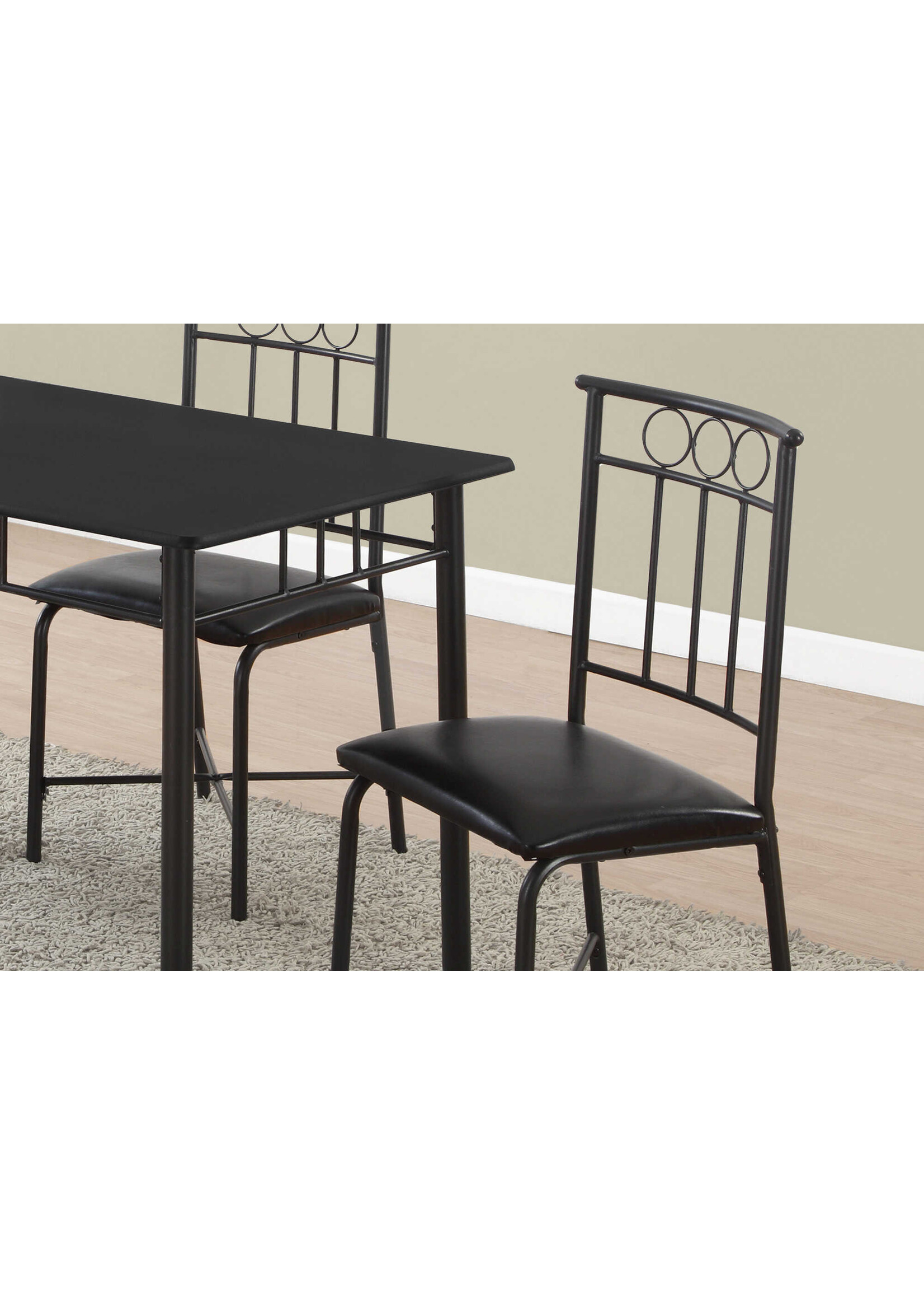 DINING SET - 5PCS SET / BLACK METAL AND TOP