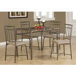 DINING SET - 5PCS SET / CAPPUCCINO MARBLE / BRONZE METAL