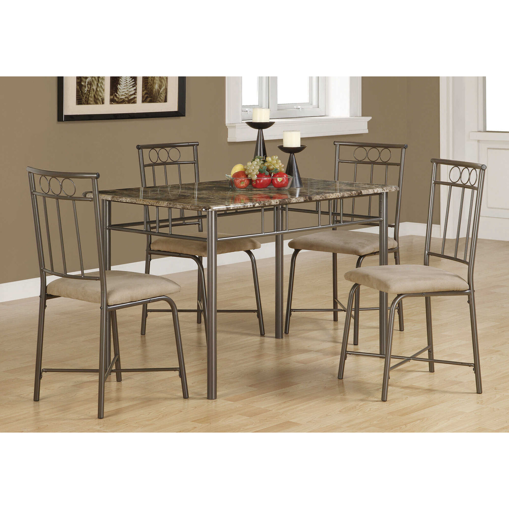 ENS SALLE A MANGER - 5PCS / DESSUS MARBRE / METAL BRONZE
