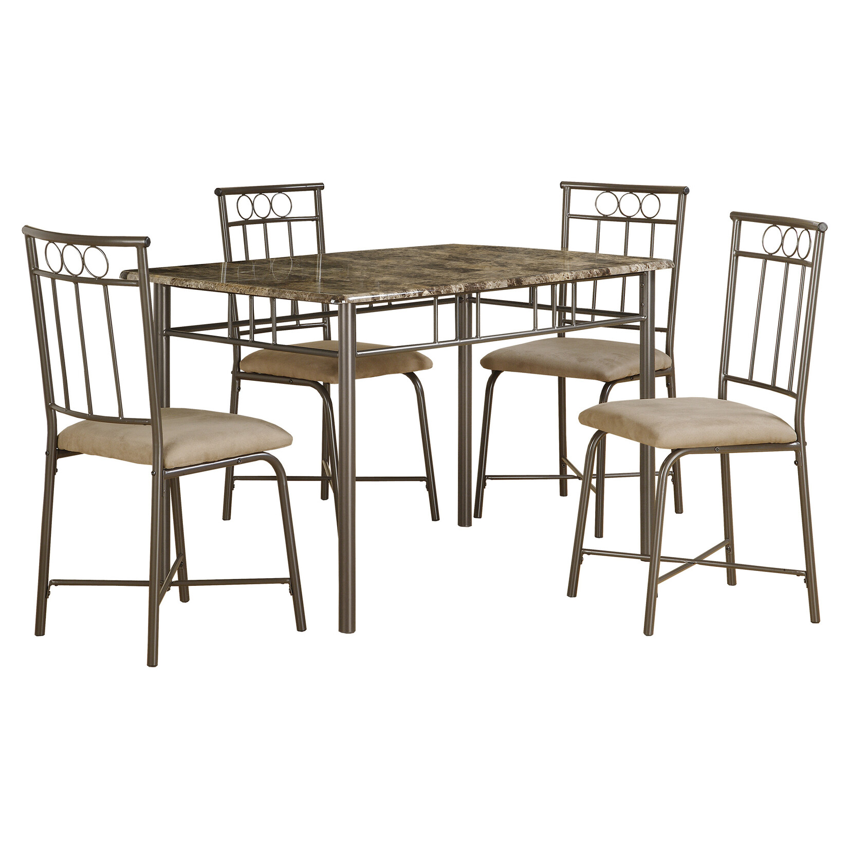 ENS SALLE A MANGER - 5PCS / DESSUS MARBRE / METAL BRONZE