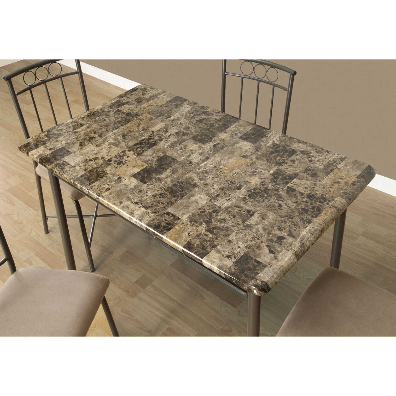 ENS SALLE A MANGER - 5PCS / DESSUS MARBRE / METAL BRONZE