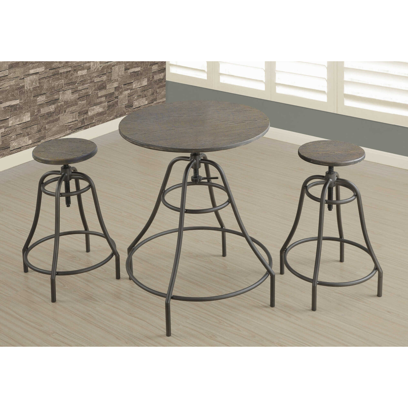 ENS SALLE A MANGER - 3PCS / BRUN RUSTIQUE / METAL BRONZE