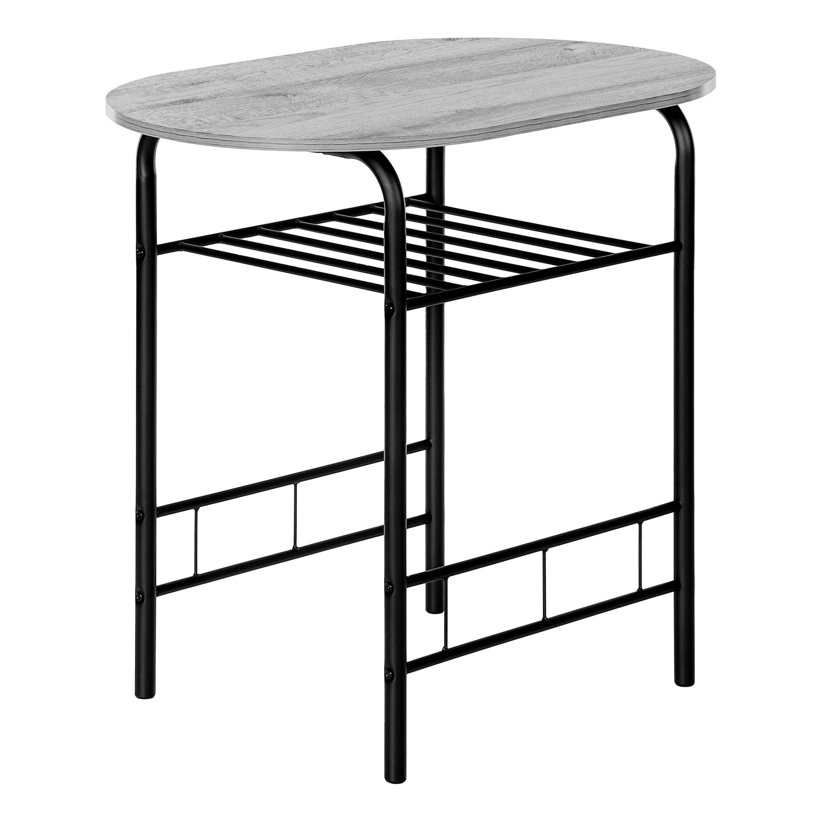 3-Pcs Dining Set, Black Metal Frame, Grey Top