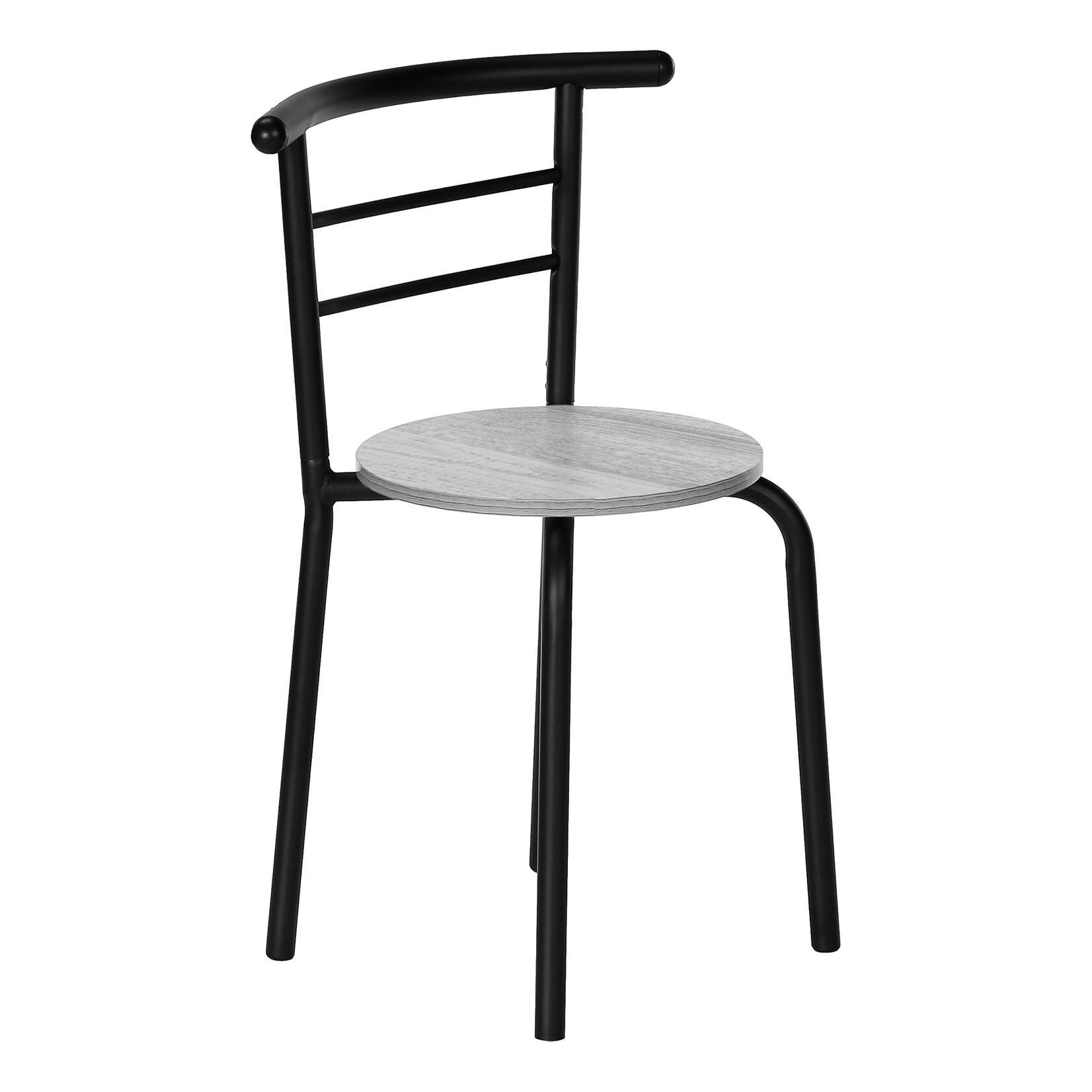 DINING SET - 3PCS SET / GREY TOP / BLACK METAL
