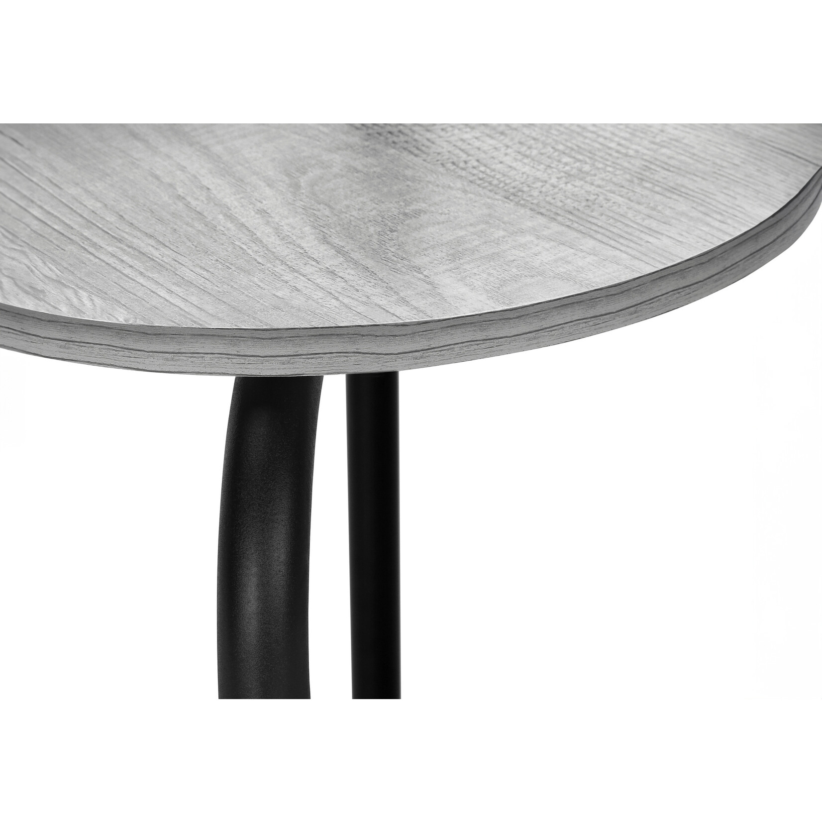 DINING SET - 3PCS SET / GREY TOP / BLACK METAL