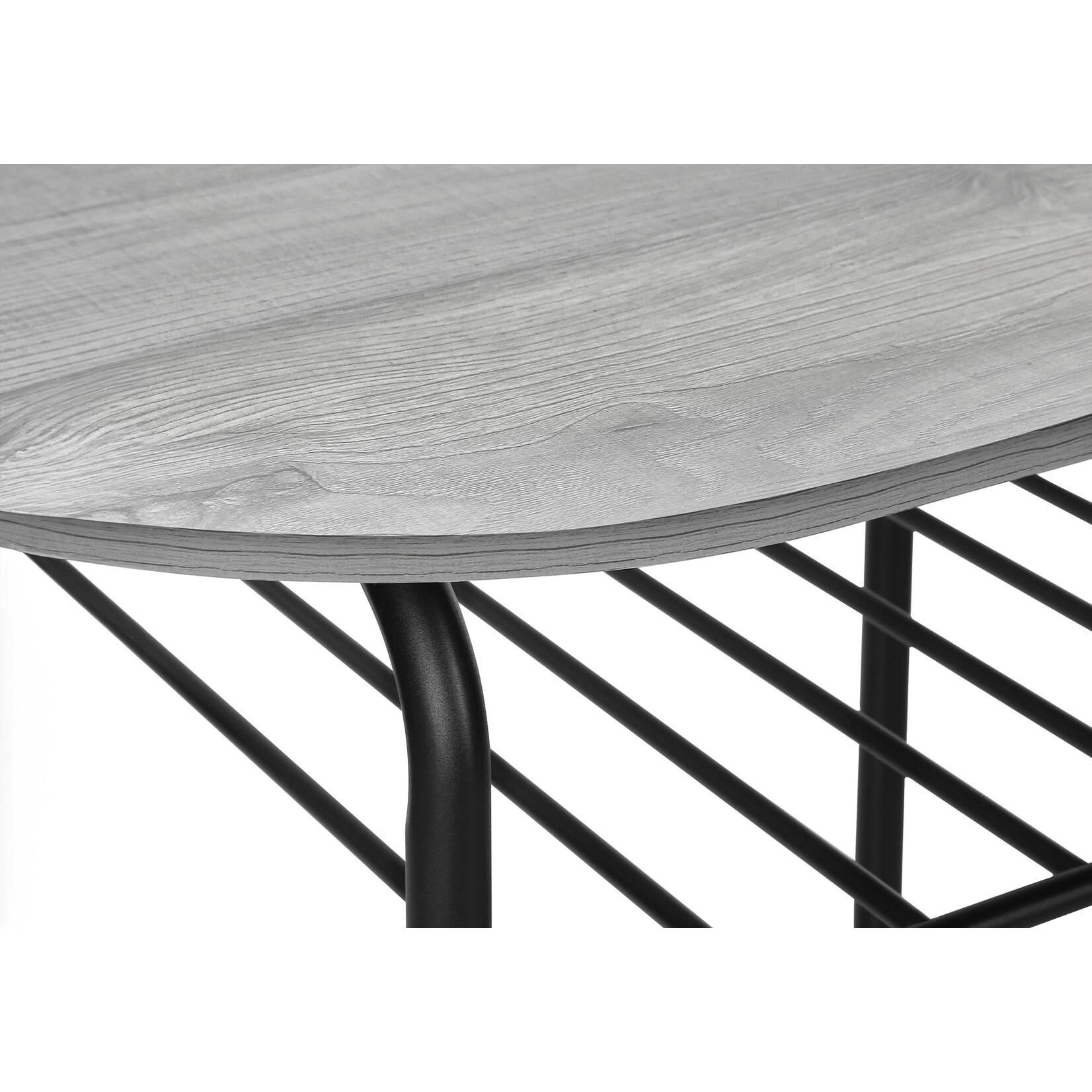 3-Pcs Dining Set, Black Metal Frame, Grey Top