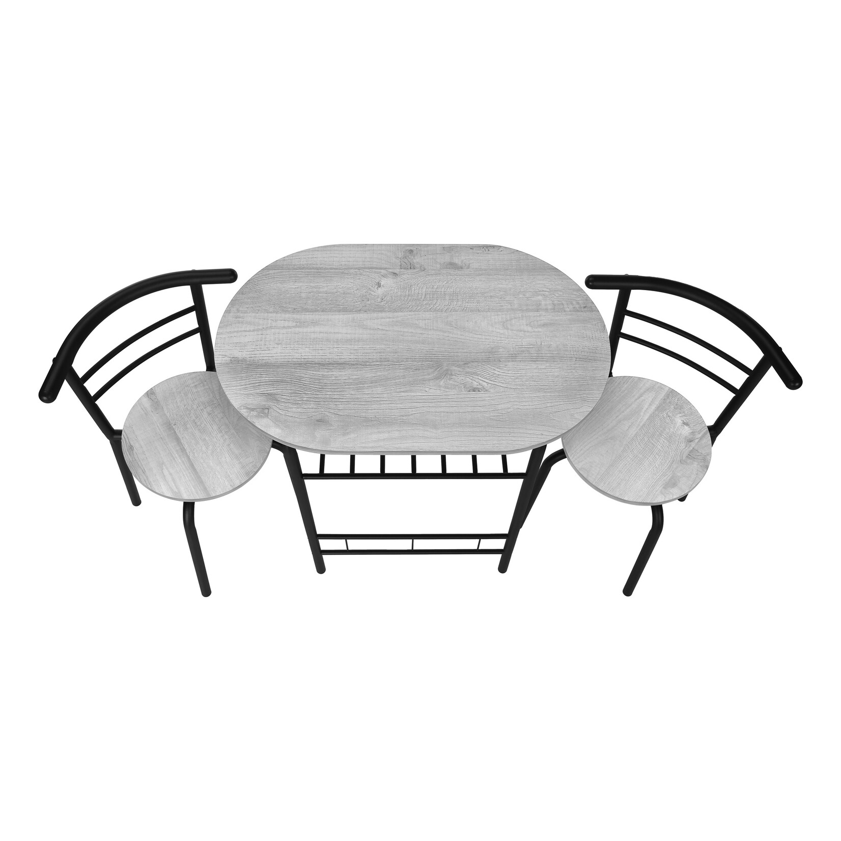 DINING SET - 3PCS SET / GREY TOP / BLACK METAL