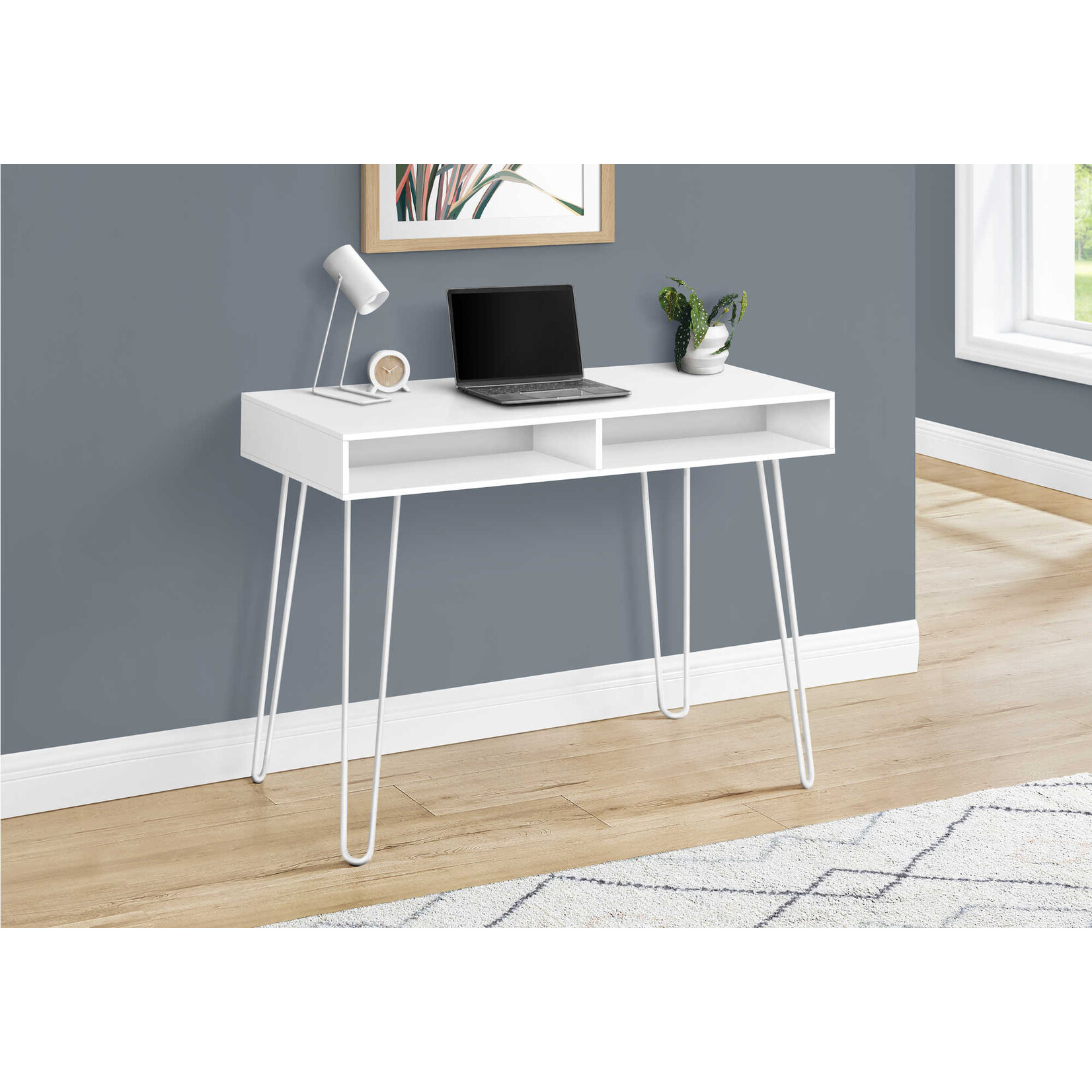 COMPUTER DESK - 40"L / WHITE / WHITE METAL