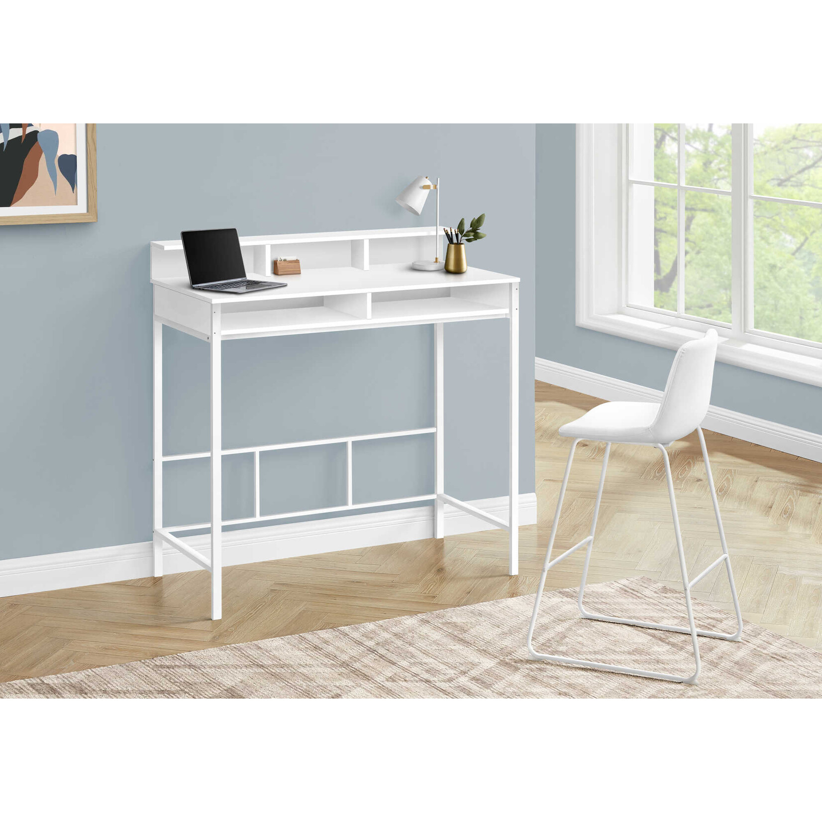 COMPUTER DESK - 48"L / WHITE / WHITE STANDING HEIGHT
