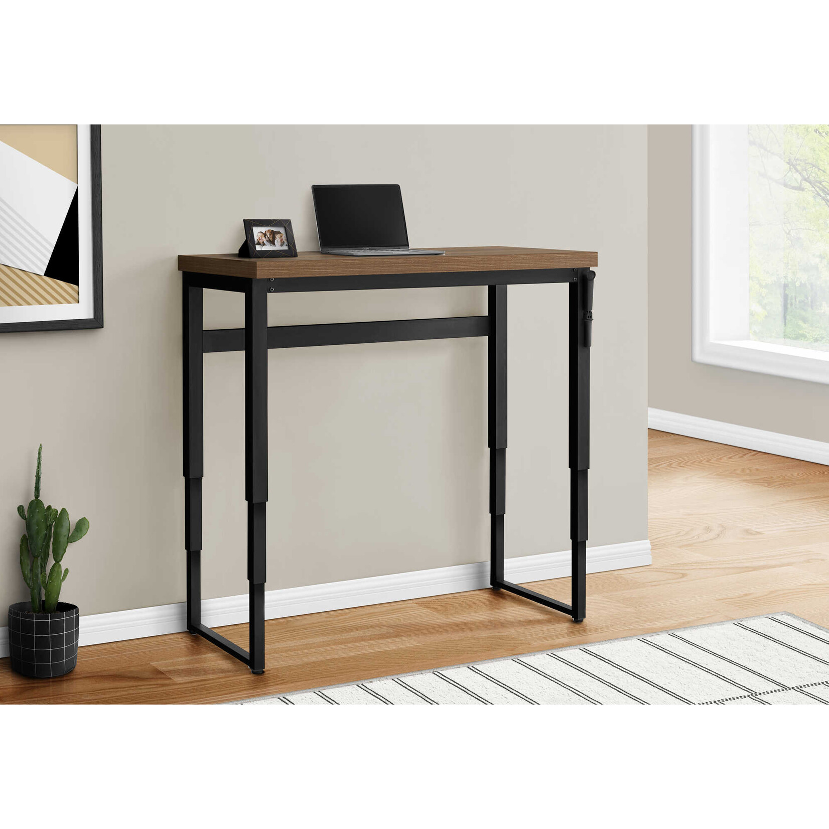 BUREAU - 48"L / HAUTEUR ADJUSTABLE NOYER / METAL NOIR