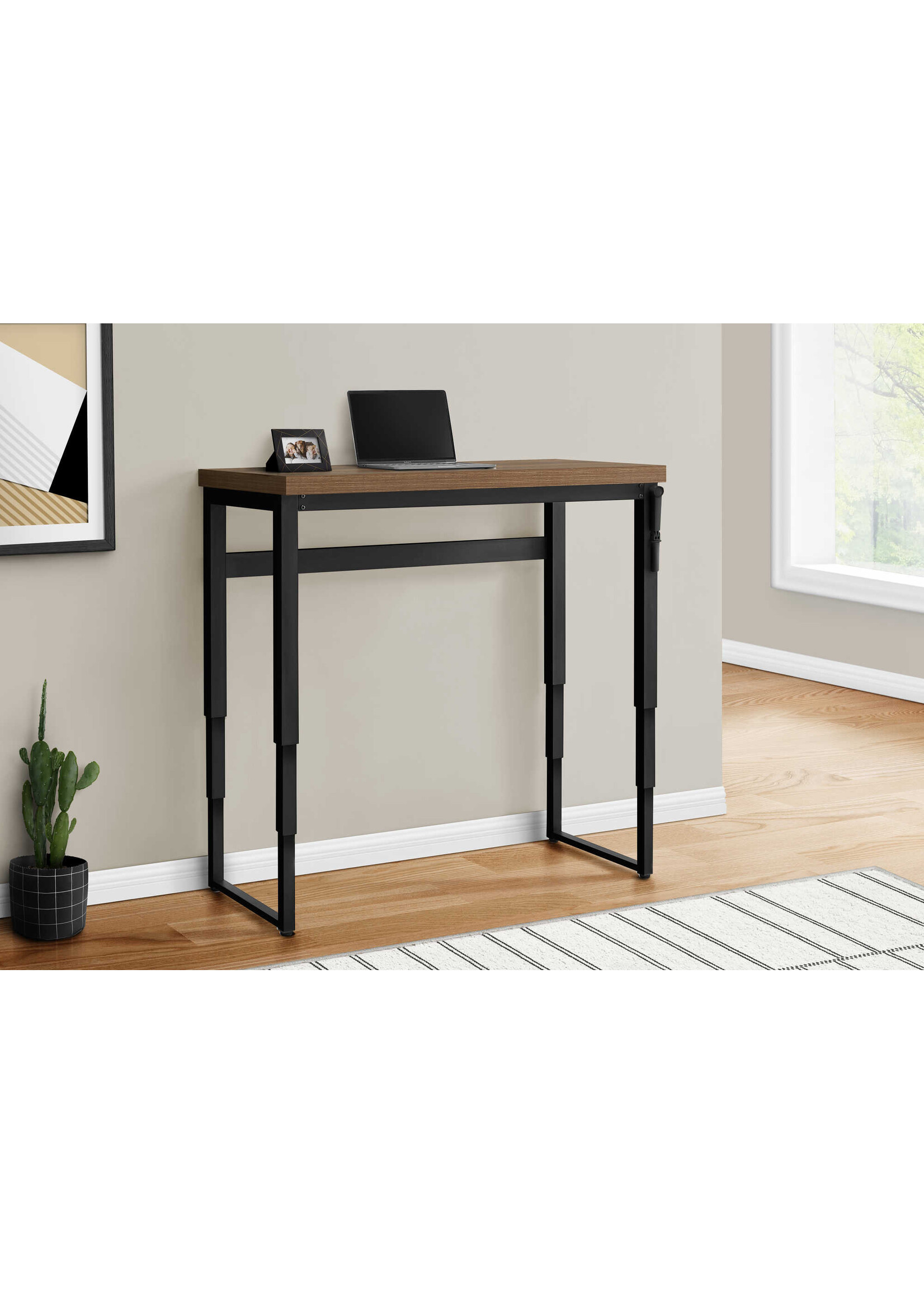 BUREAU - 48"L / HAUTEUR ADJUSTABLE NOYER / METAL NOIR