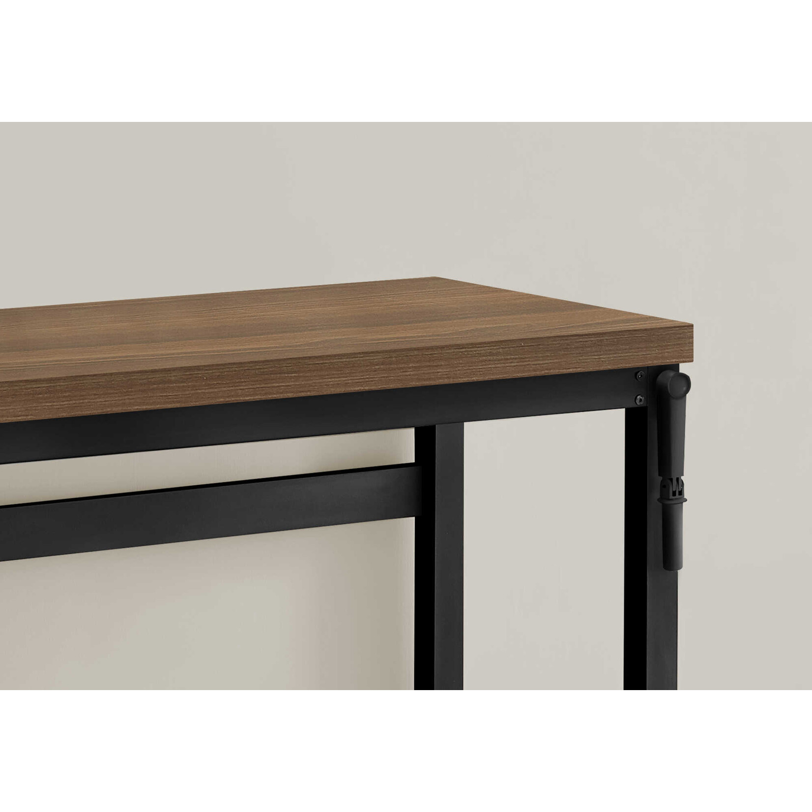 COMPUTER DESK - 48"L / WALNUT / ADJ.HEIGHT/ BLACK METAL