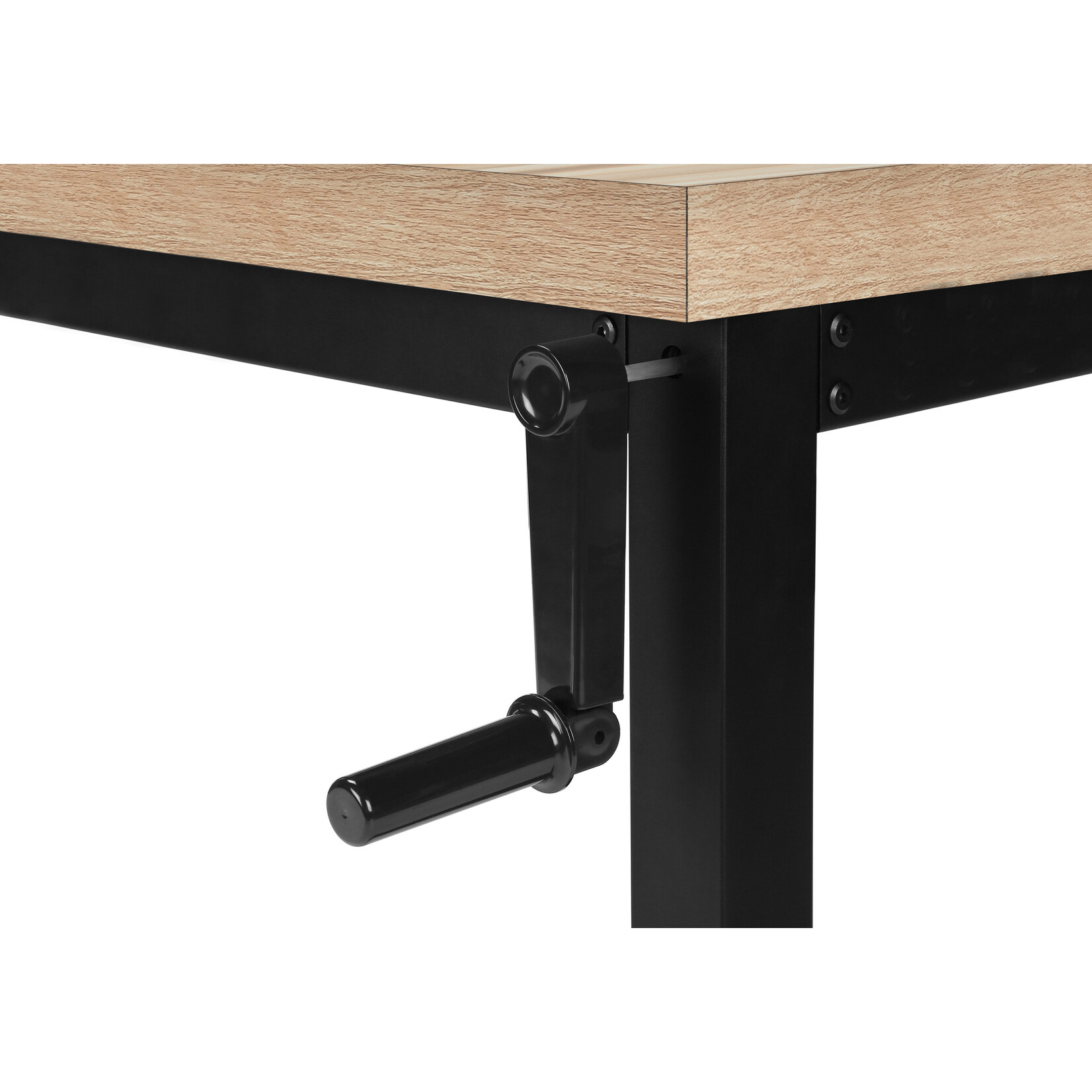 COMPUTER DESK - 48"L / NATURAL / ADJ.HEIGHT/ BLACK METAL