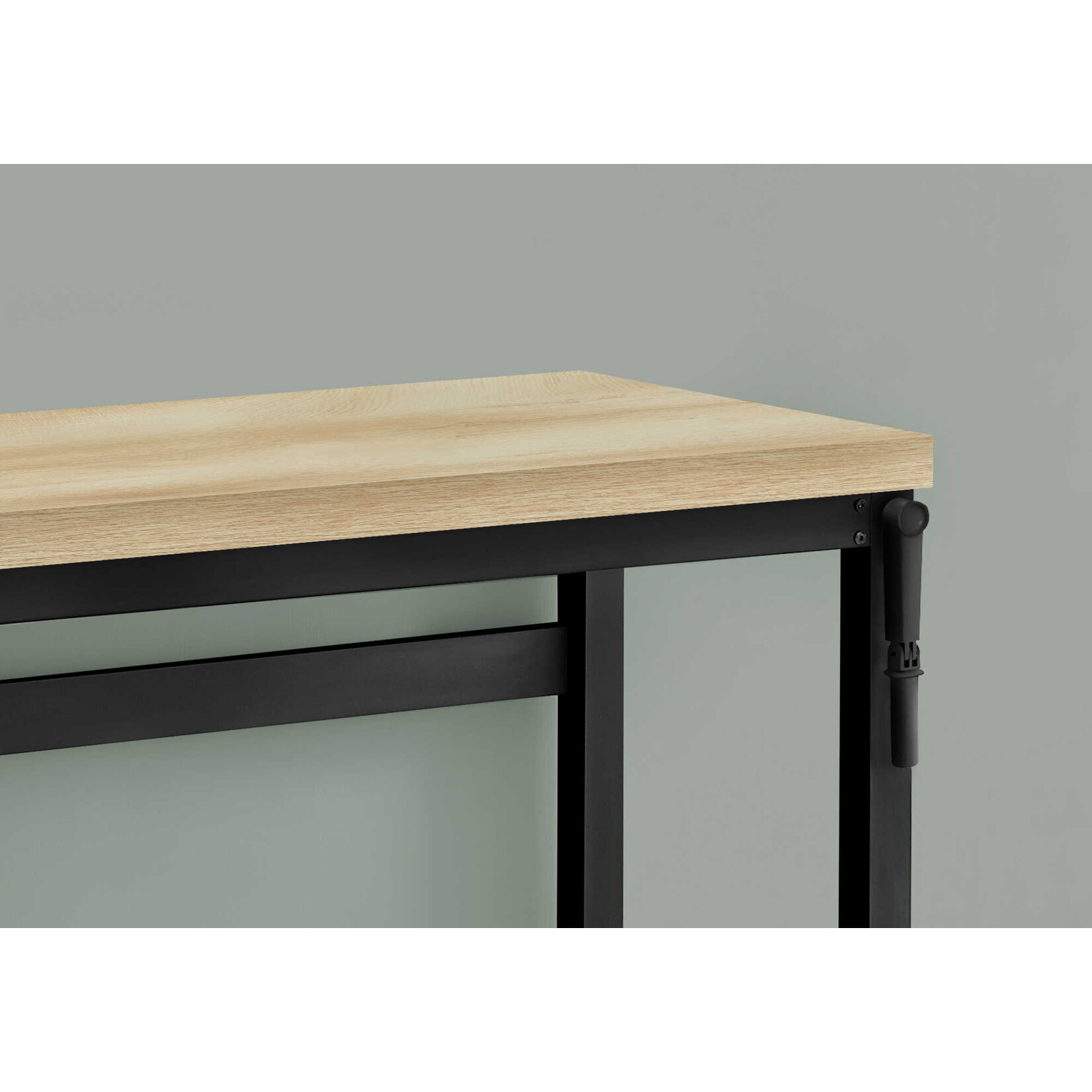 COMPUTER DESK - 48"L / NATURAL / ADJ.HEIGHT/ BLACK METAL