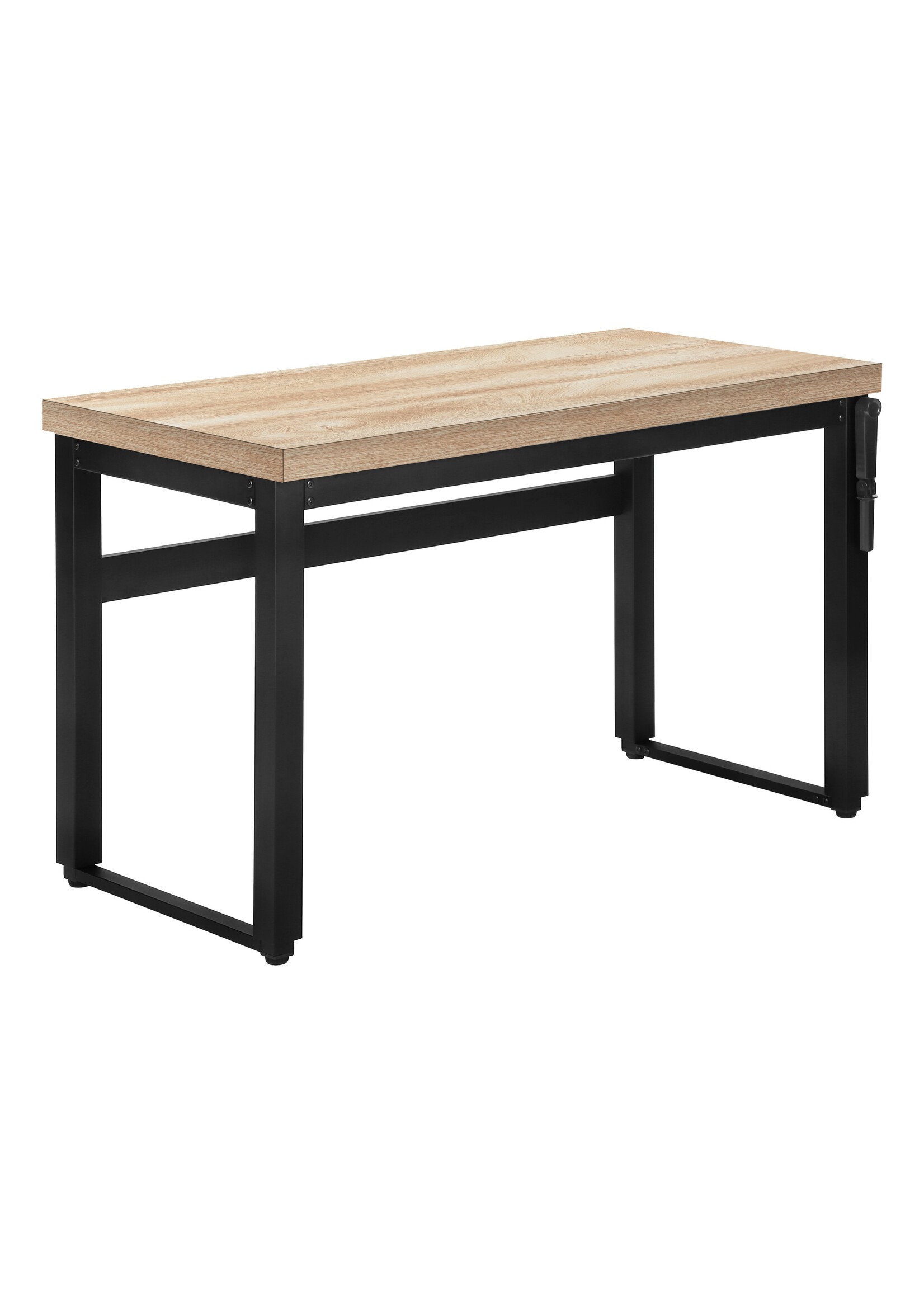 COMPUTER DESK - 48"L / NATURAL / ADJ.HEIGHT/ BLACK METAL