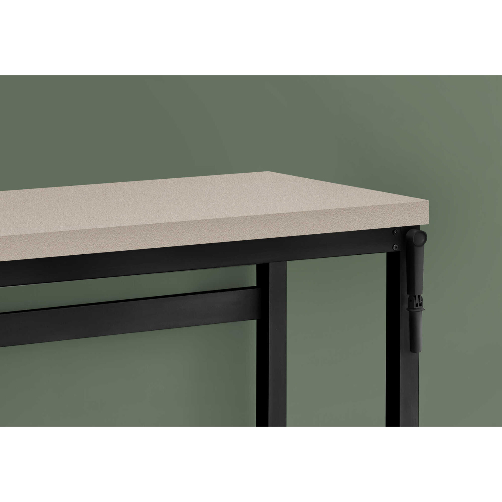 COMPUTER DESK - 48"L / MODERN TAUPE / ADJ.HEIGHT/ BLACK