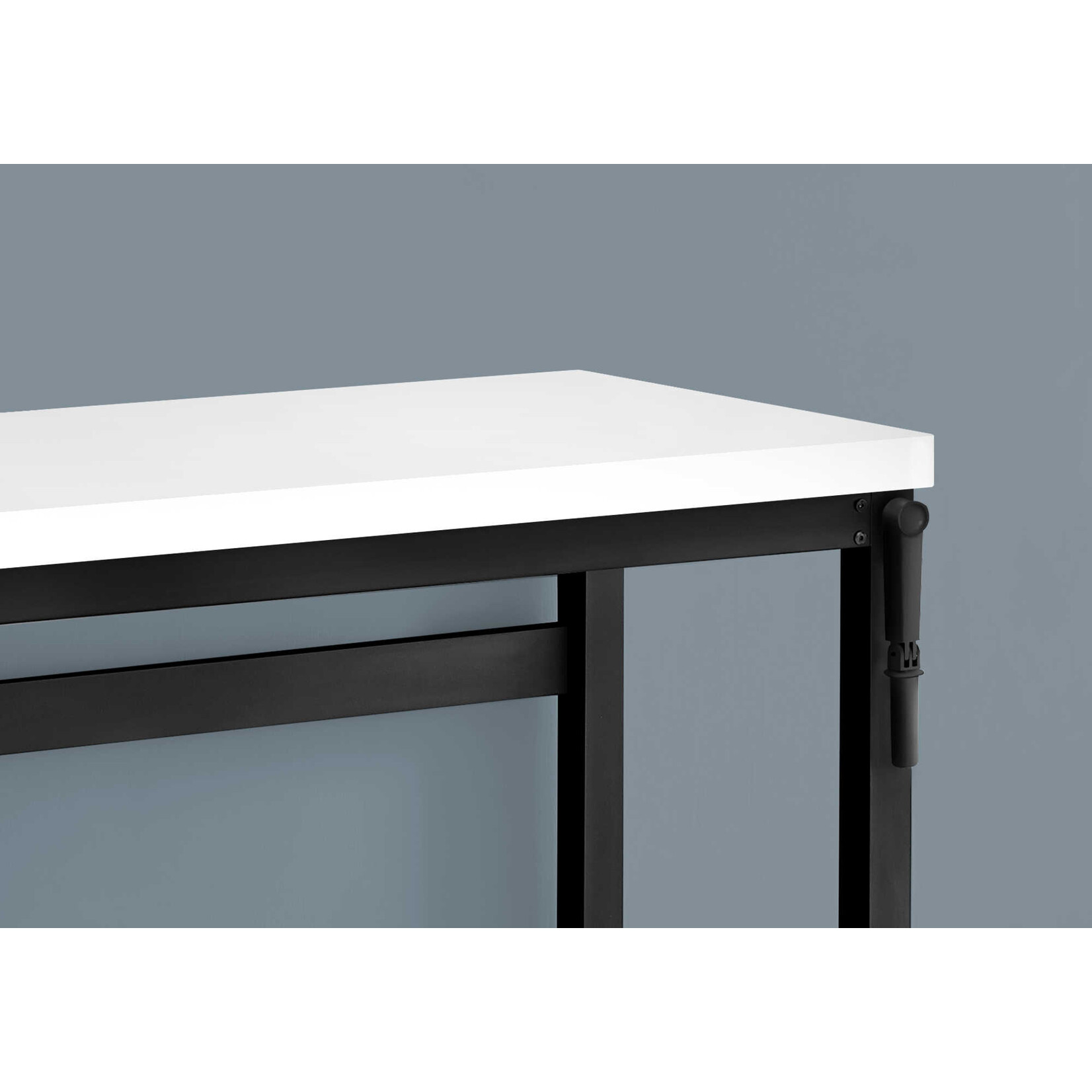 COMPUTER DESK - 48"L / WHITE / ADJ.HEIGHT/ BLACK METAL