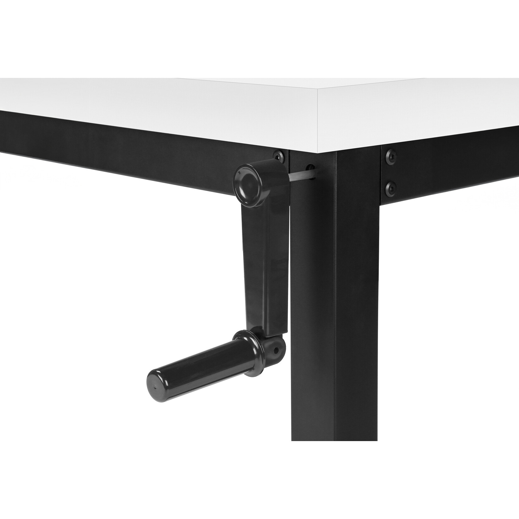 COMPUTER DESK - 48"L / WHITE / ADJ.HEIGHT/ BLACK METAL