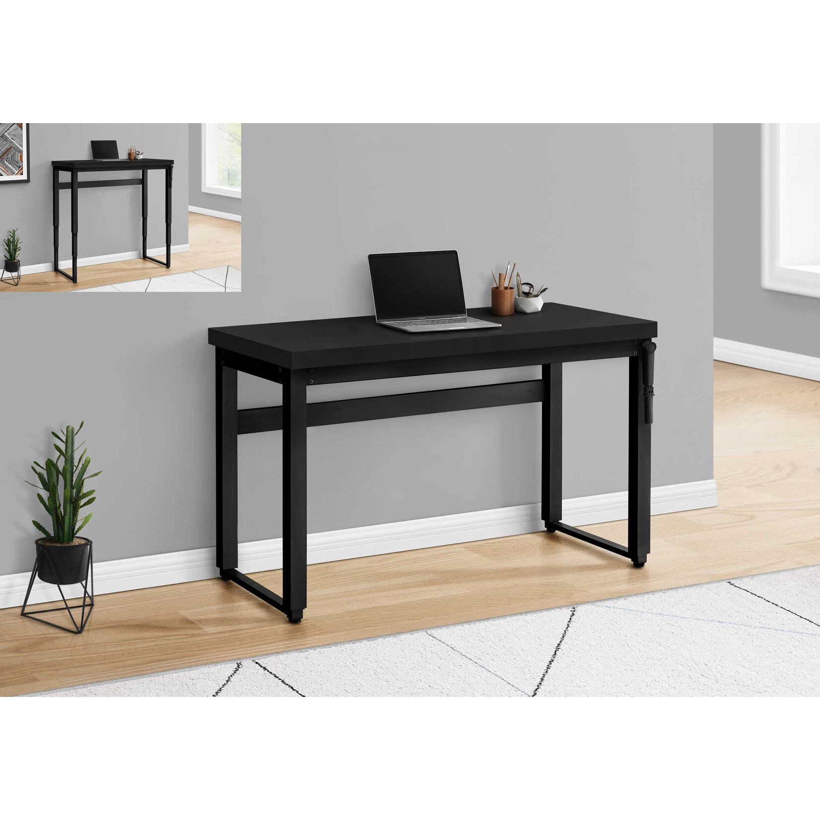 BUREAU - 48"L / HAUTEUR ADJUSTABLE NOIR / METAL NOIR