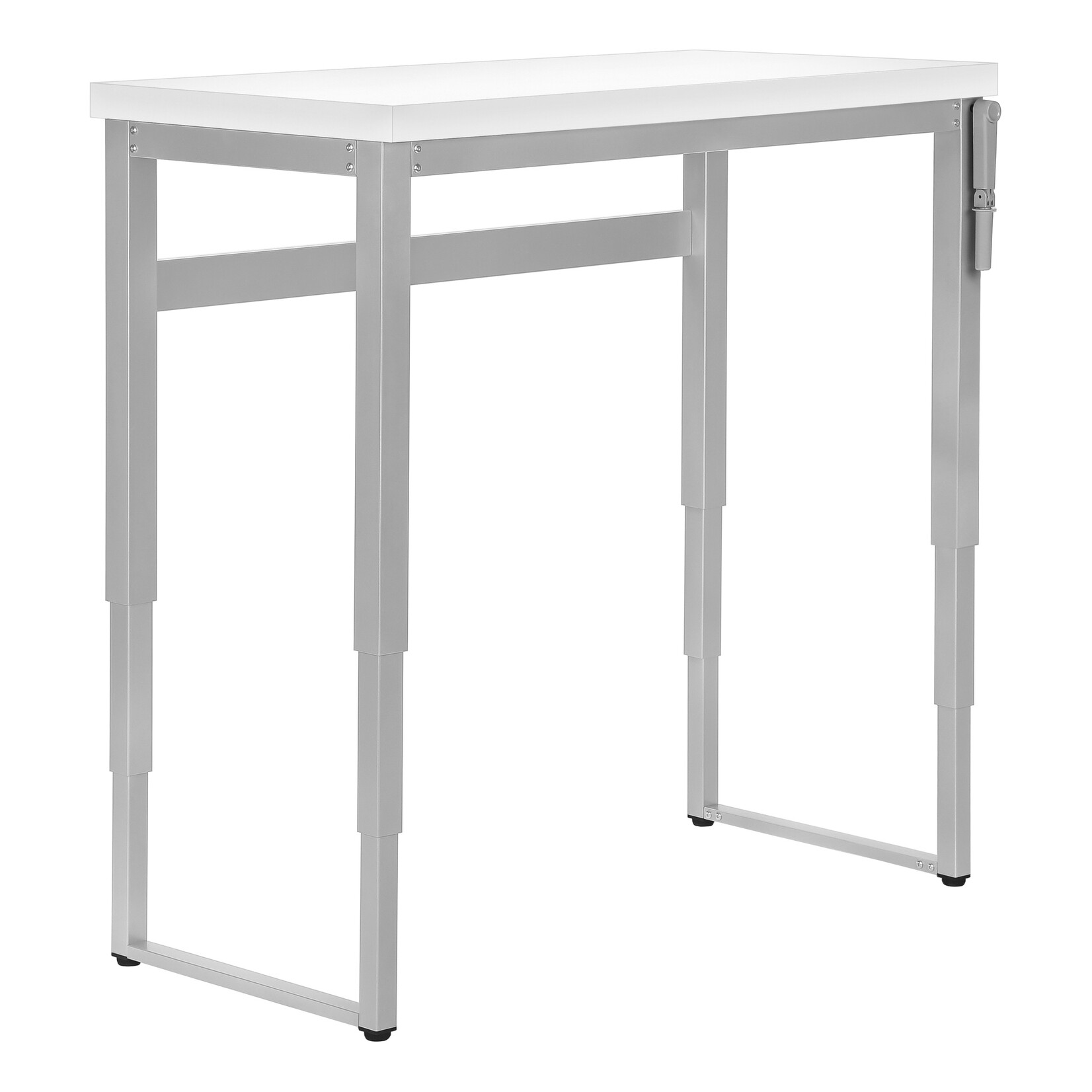 COMPUTER DESK - 48"L / WHITE / ADJ.HEIGHT/ SILVER METAL