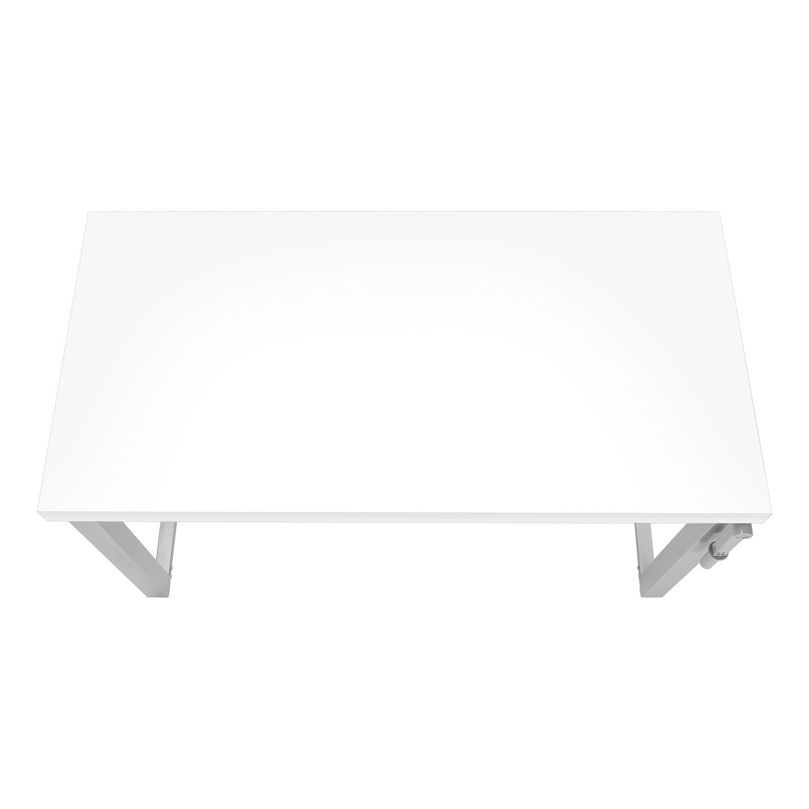 COMPUTER DESK - 48"L / WHITE / ADJ.HEIGHT/ SILVER METAL