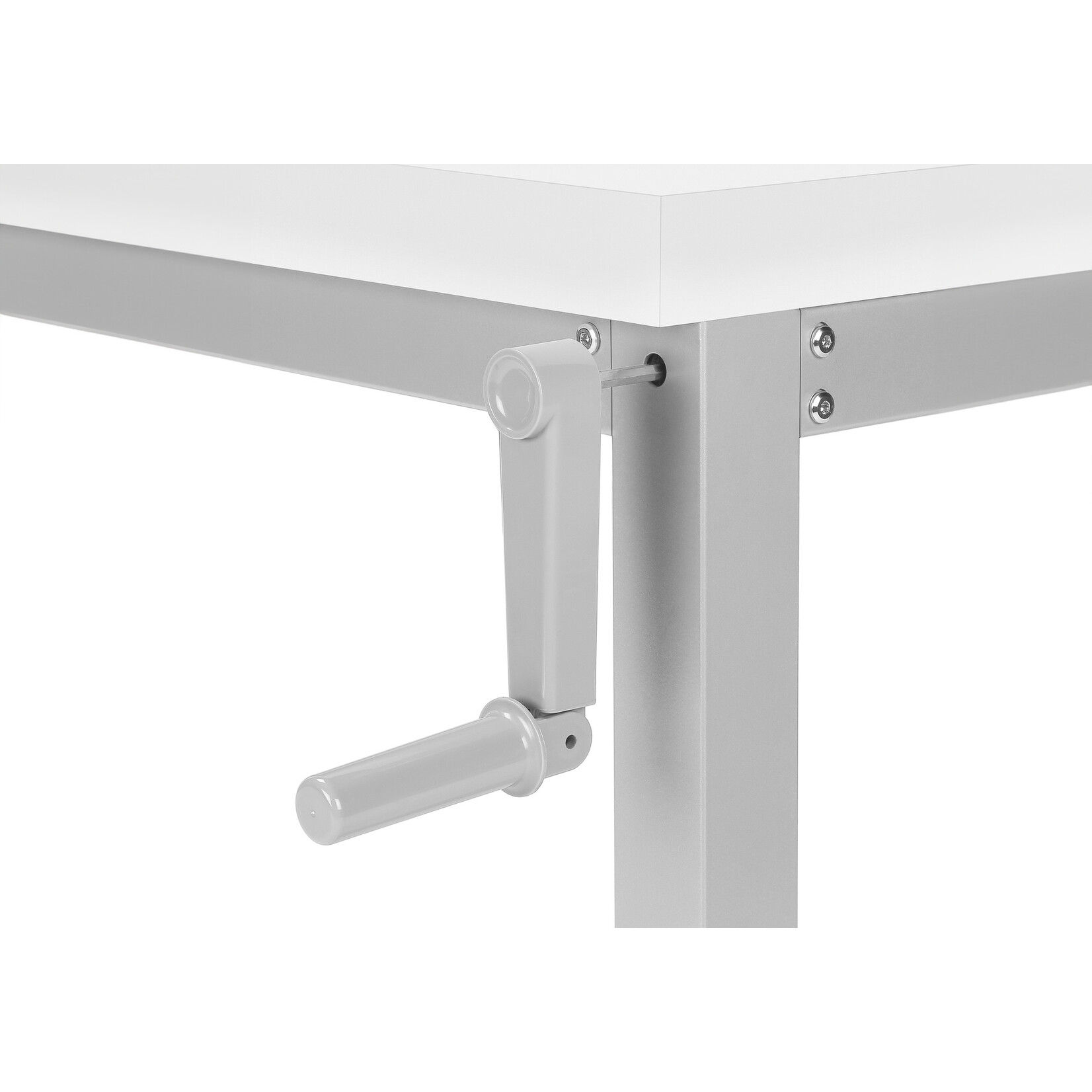 COMPUTER DESK - 48"L / WHITE / ADJ.HEIGHT/ SILVER METAL