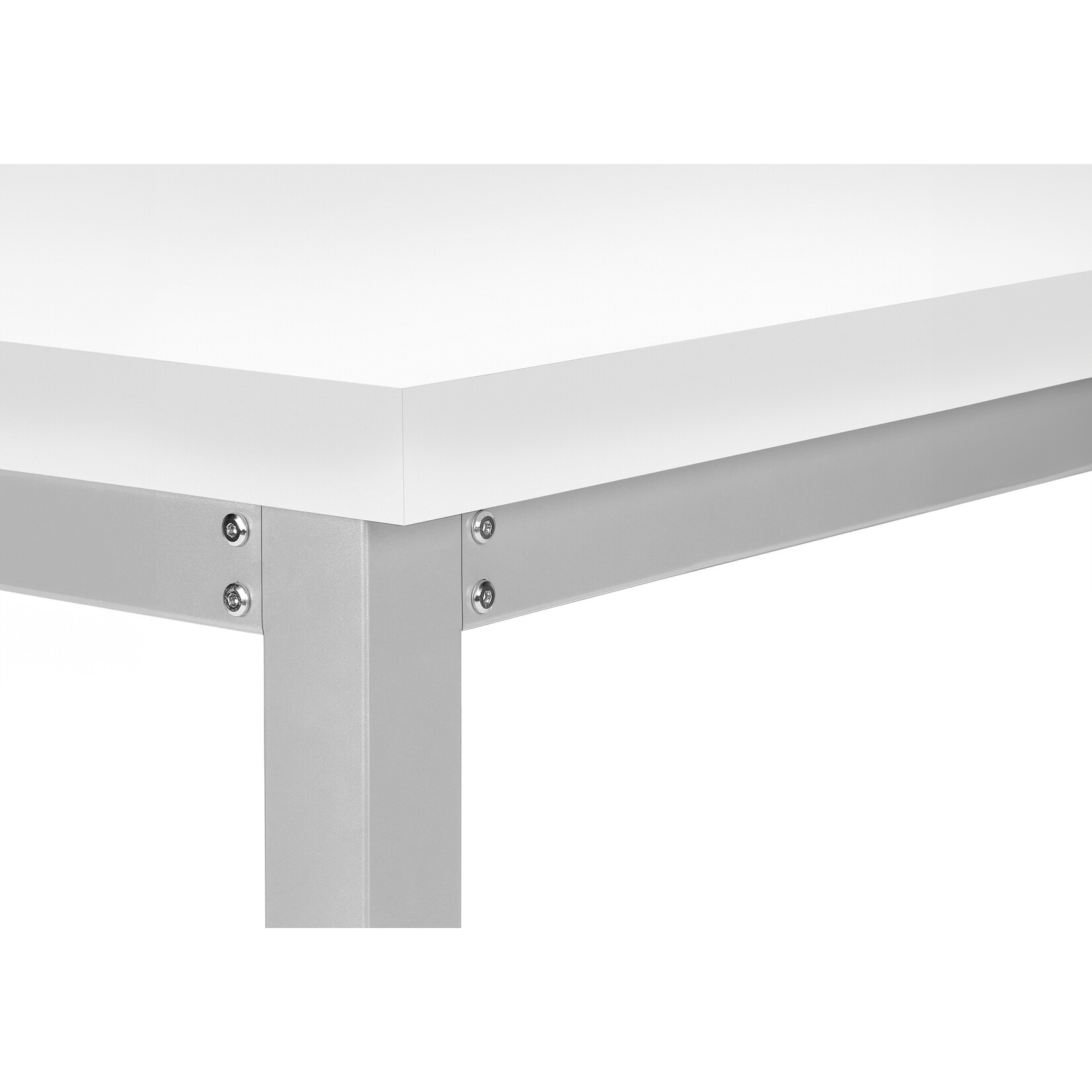 COMPUTER DESK - 48"L / WHITE / ADJ.HEIGHT/ SILVER METAL