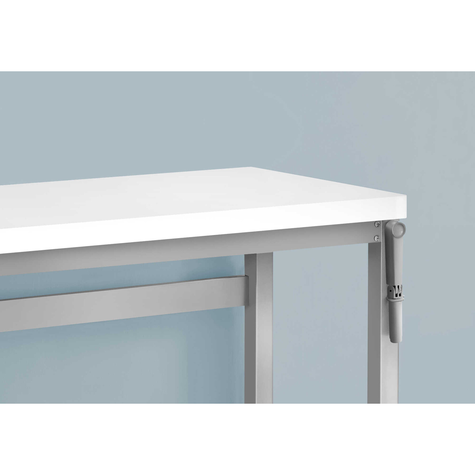 COMPUTER DESK - 48"L / WHITE / ADJ.HEIGHT/ SILVER METAL