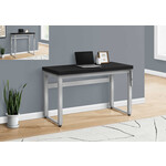 COMPUTER DESK - 48"L / BLACK / ADJ.HEIGHT/ SILVER METAL