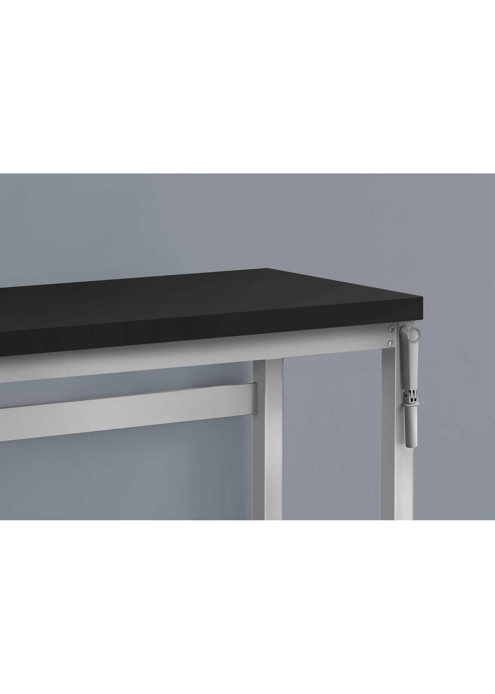 COMPUTER DESK - 48"L / BLACK / ADJ.HEIGHT/ SILVER METAL