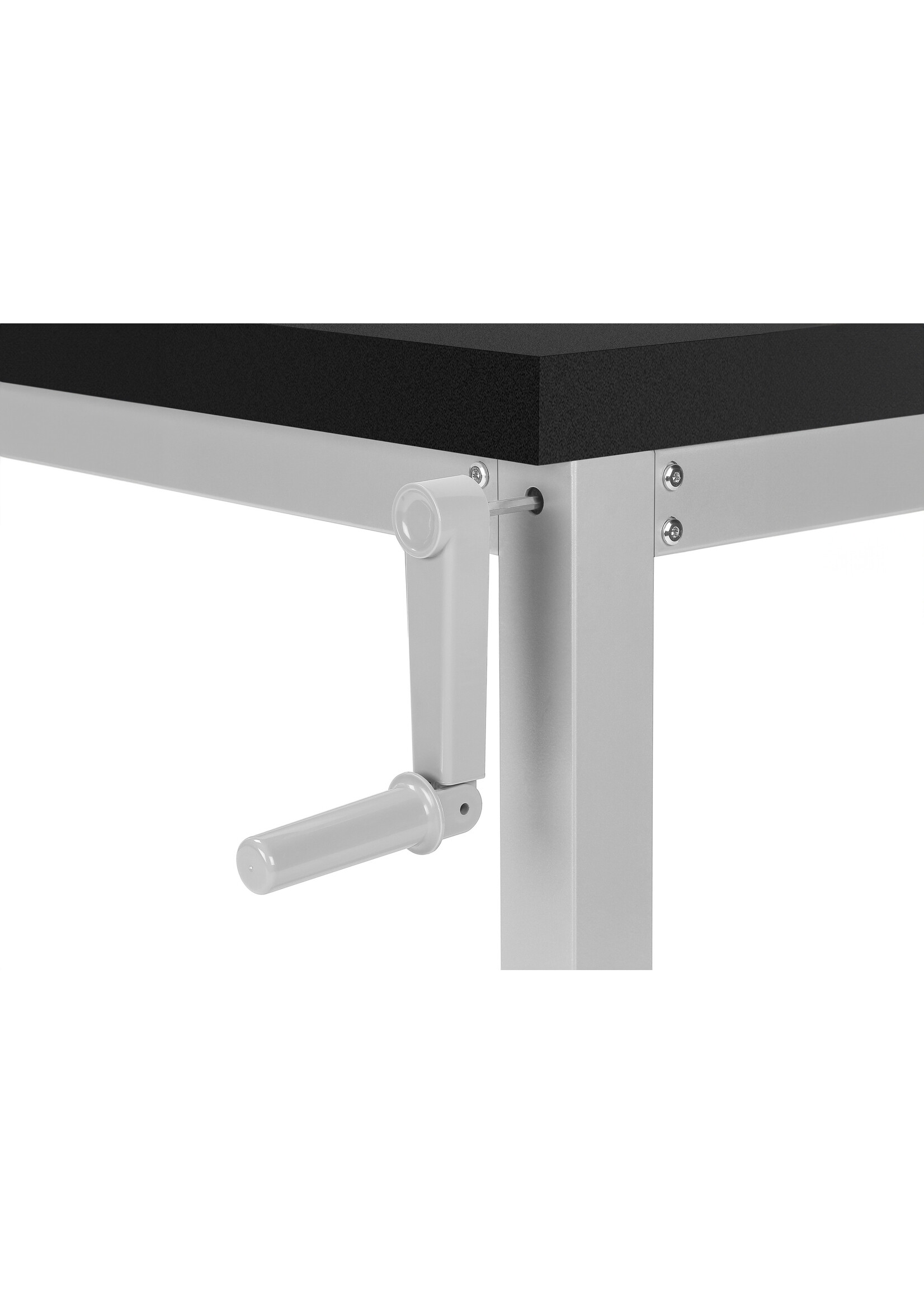 COMPUTER DESK - 48"L / BLACK / ADJ.HEIGHT/ SILVER METAL