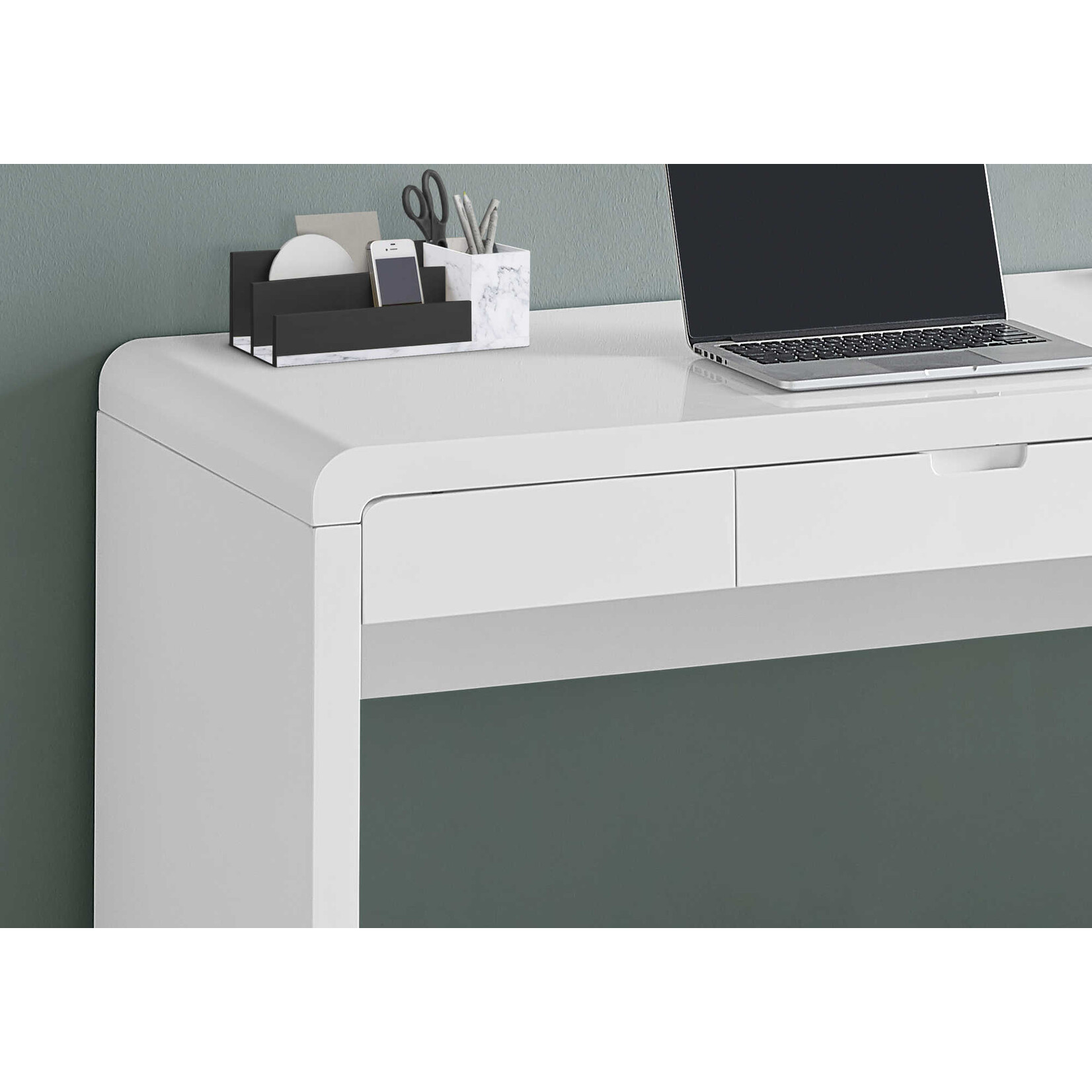 COMPUTER DESK - 48"L / HIGH GLOSSY WHITE / STORAGE DRAWER