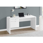 COMPUTER DESK - 60"L / HIGH GLOSSY WHITE L/R FACE DRAWER