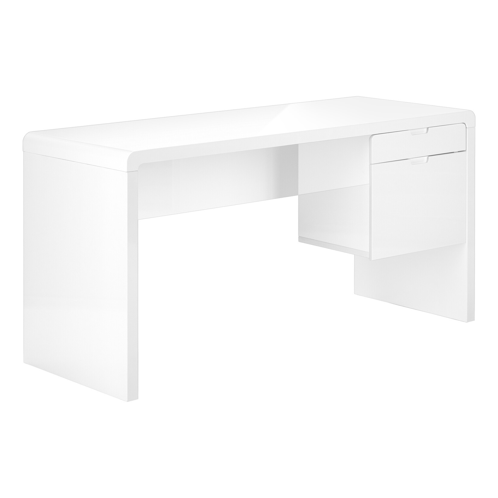 BUREAU - 60"L / BLANC LUSTRE / TIROIR COTE DROIT / GAUCHE