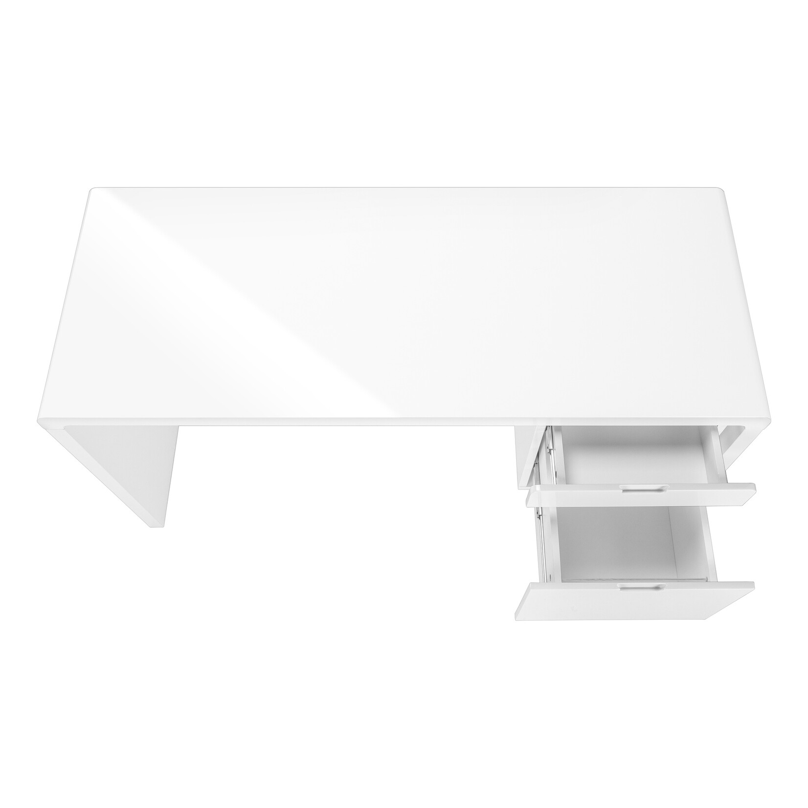 BUREAU - 60"L / BLANC LUSTRE / TIROIR COTE DROIT / GAUCHE