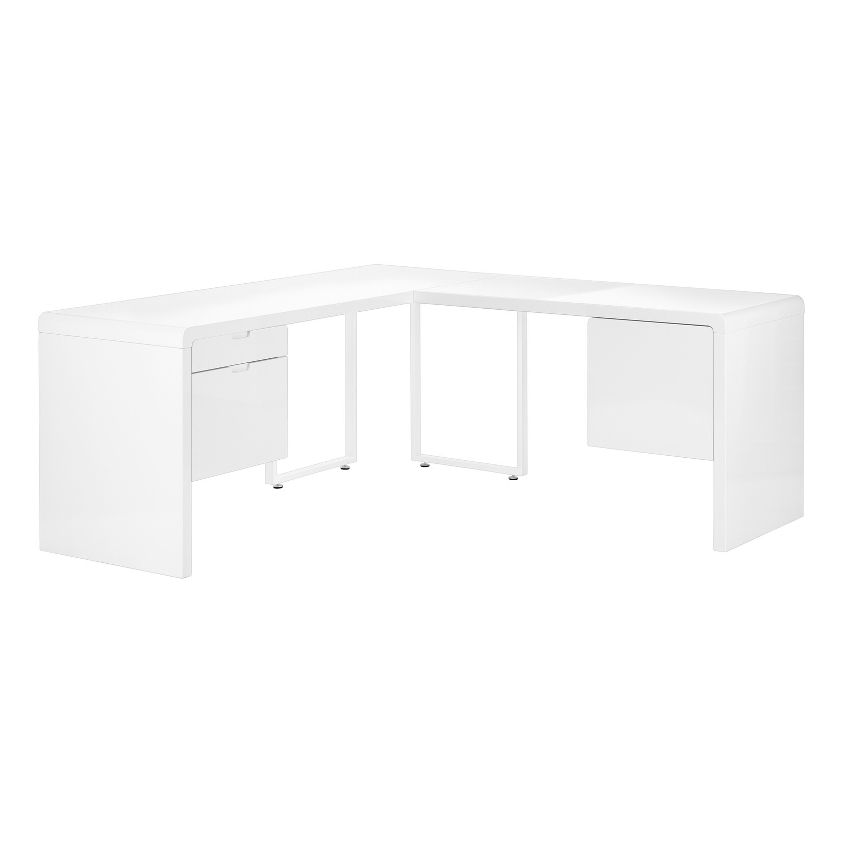 BUREAU - 72"L / BLANC LUSTRE / TIROIR COTE DROIT / GAUCHE