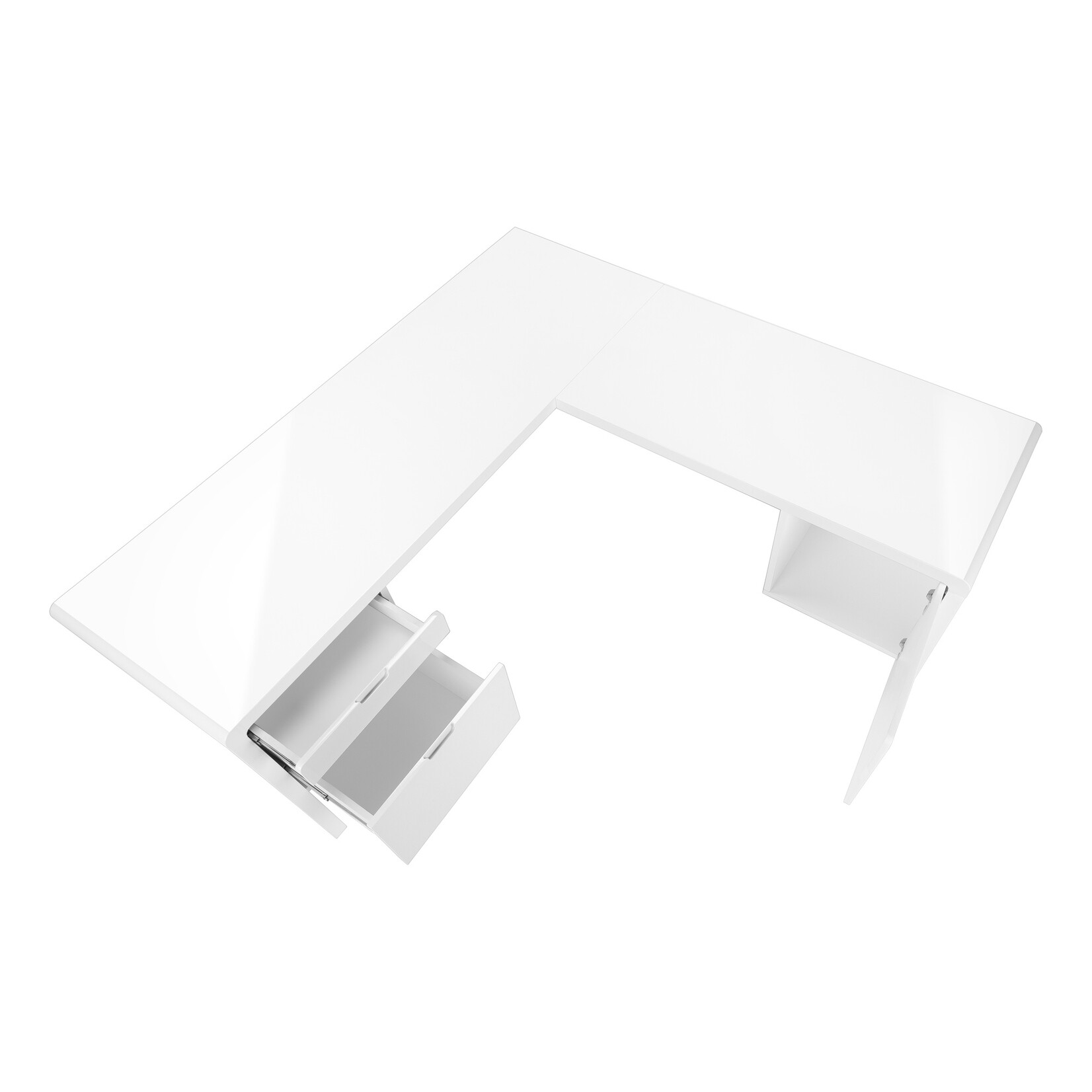 BUREAU - 72"L / BLANC LUSTRE / TIROIR COTE DROIT / GAUCHE