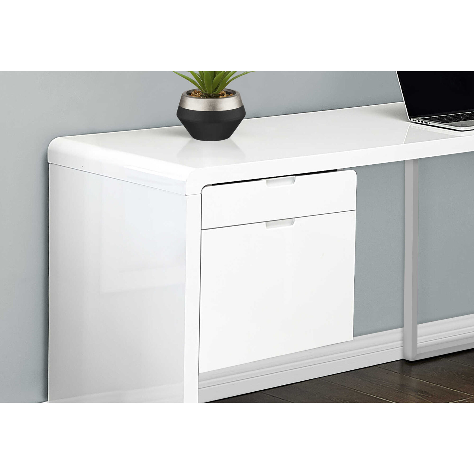 BUREAU - 72"L / BLANC LUSTRE / TIROIR COTE DROIT / GAUCHE