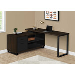 COMPUTER DESK - 72"L ESPRESSO / BLACK EXECUTIVE CORNER