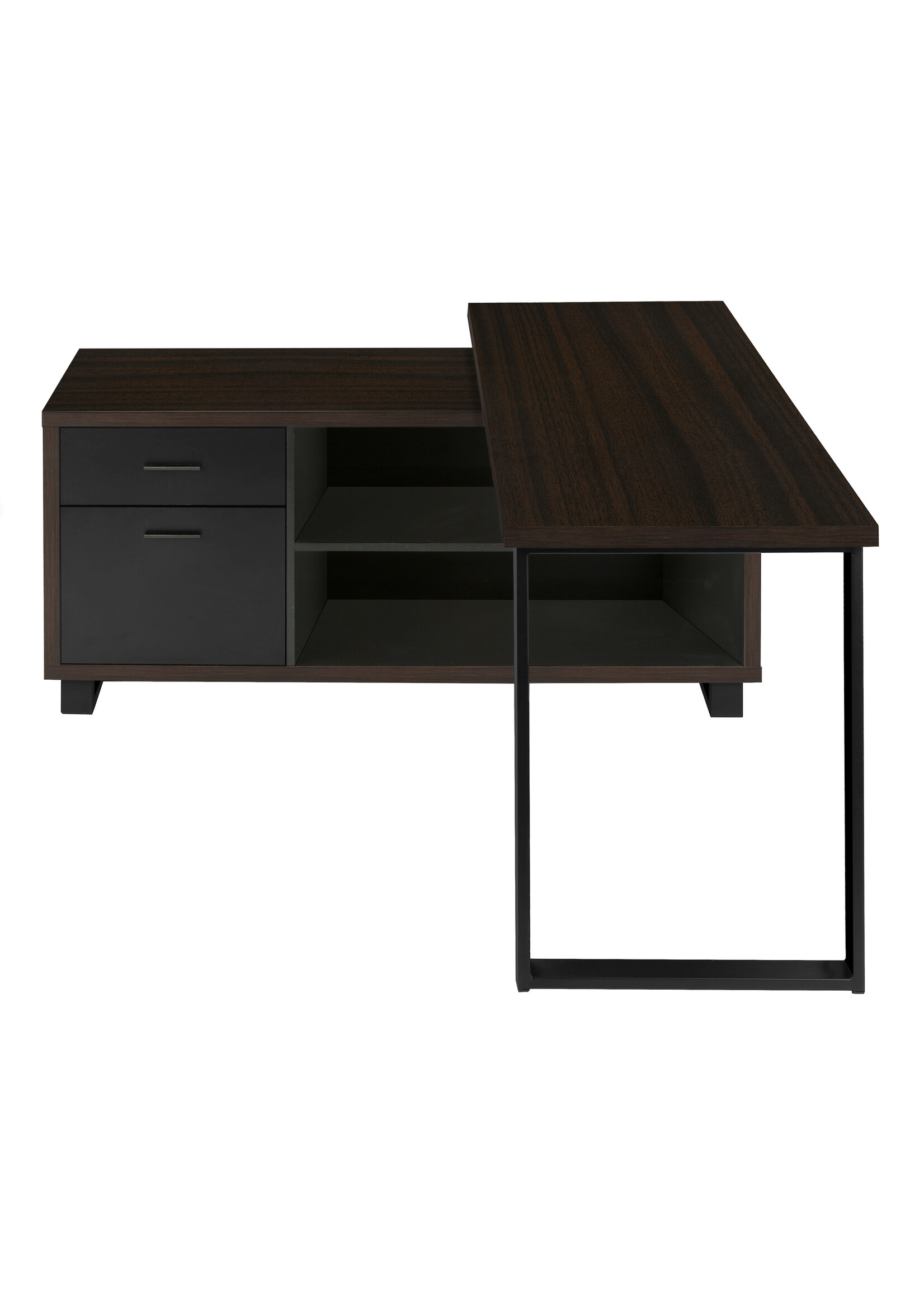 COMPUTER DESK - 72"L ESPRESSO / BLACK EXECUTIVE CORNER