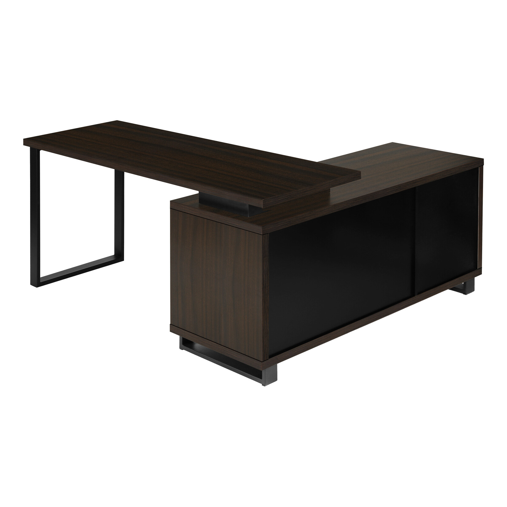 COMPUTER DESK - 72"L ESPRESSO / BLACK EXECUTIVE CORNER