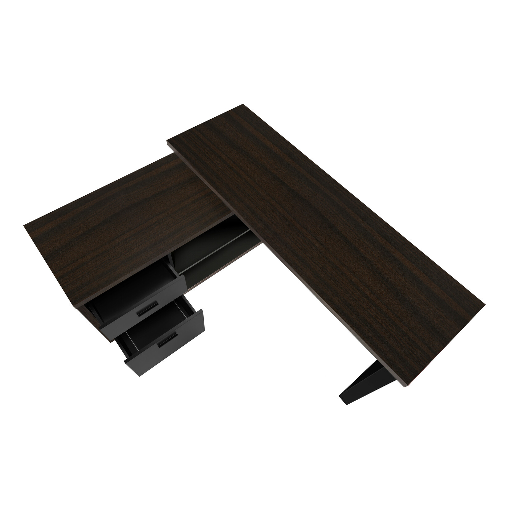 COMPUTER DESK - 72"L ESPRESSO / BLACK EXECUTIVE CORNER