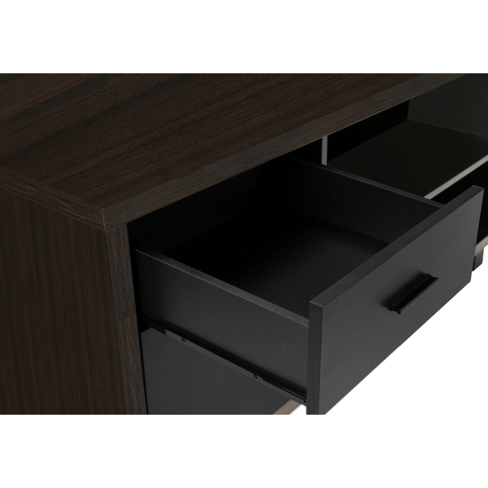 COMPUTER DESK - 72"L ESPRESSO / BLACK EXECUTIVE CORNER