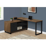BUREAU - 72"L / EN COIN EXECUTIF NOYER / NOIR