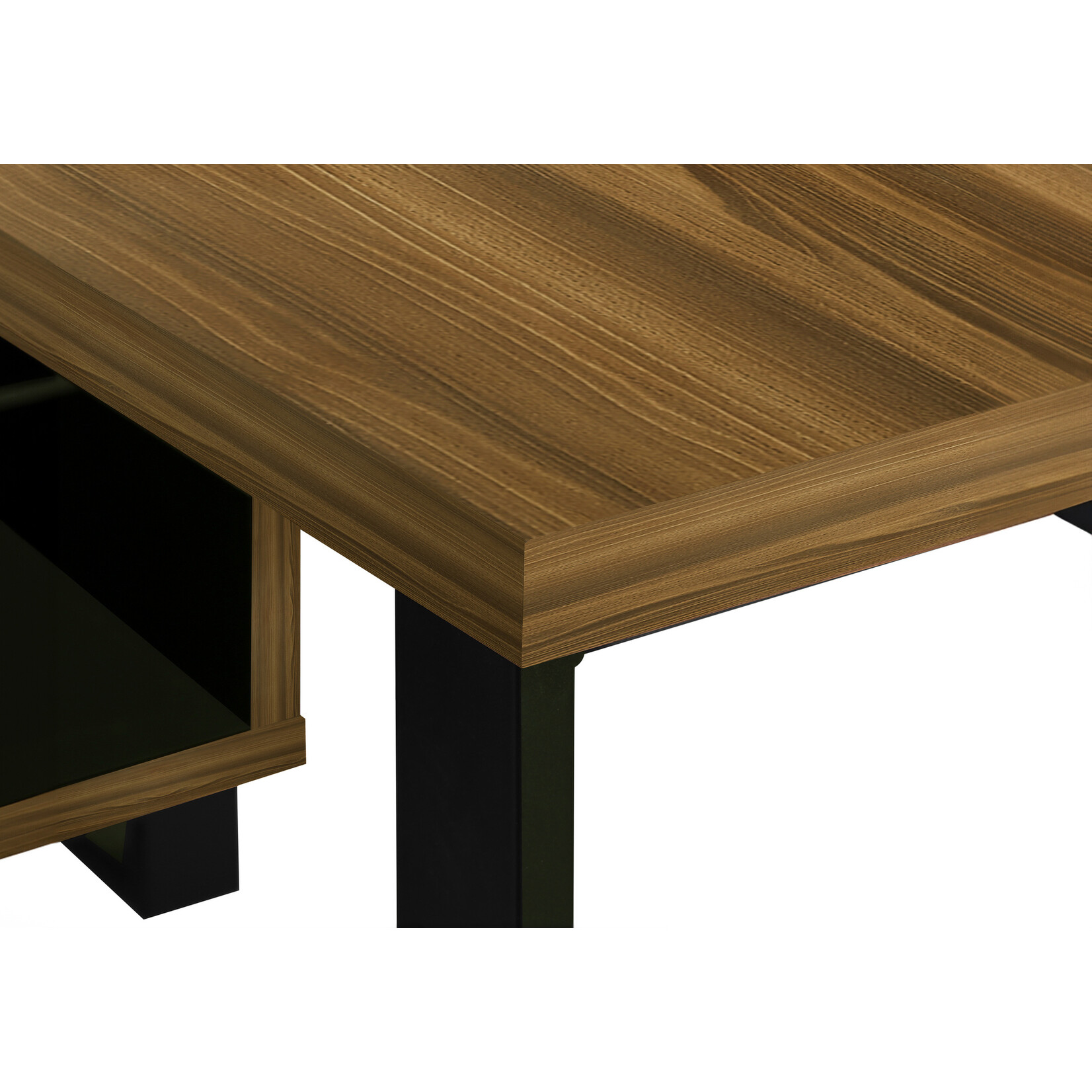 COMPUTER DESK - 72"L WALNUT / BLACK EXECUTIVE CORNER
