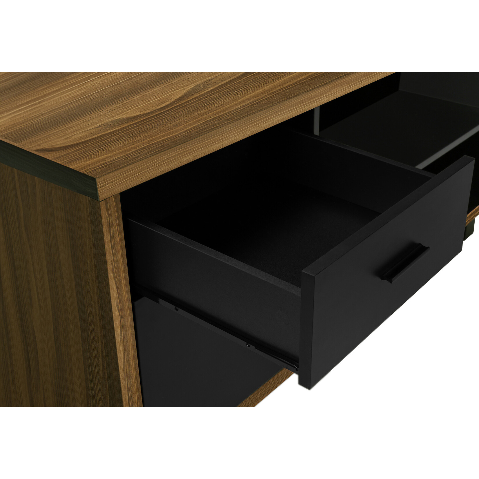 COMPUTER DESK - 72"L WALNUT / BLACK EXECUTIVE CORNER